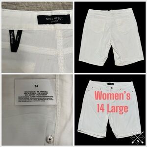Women's Nine West Jeans 14 31 Shorts Bermuda White Denim Low Rise Stretch